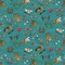 Fabric Henry Glass Teal Tossed Characters Two by Two by the Quarter Yard 1757-77
